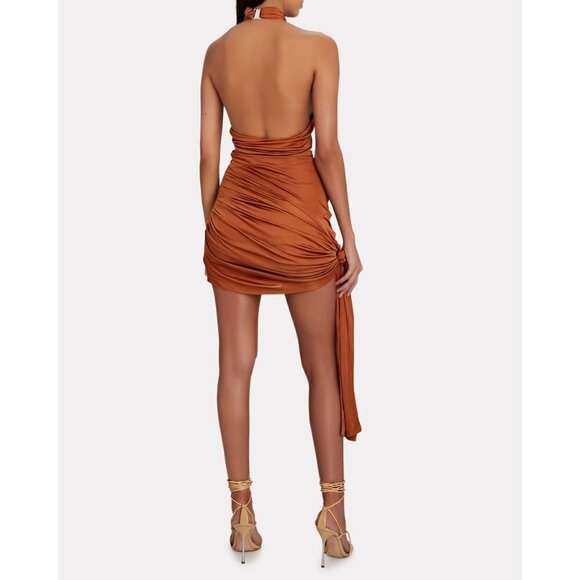 GAUGE81 Riga Halter Slinky Dress in Chestnut Brown Large New Womens Cocktail - Picture 15 of 16